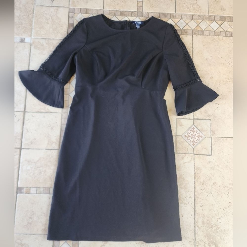 Chaps Black Ruffle Sleeve Dress